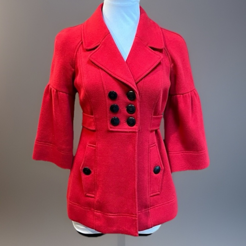 INC International Concepts Red Peacoat Coat Jacket